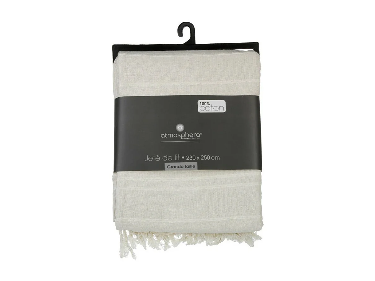 Jeté de lit en Coton Ivoire 230 x 250 cm