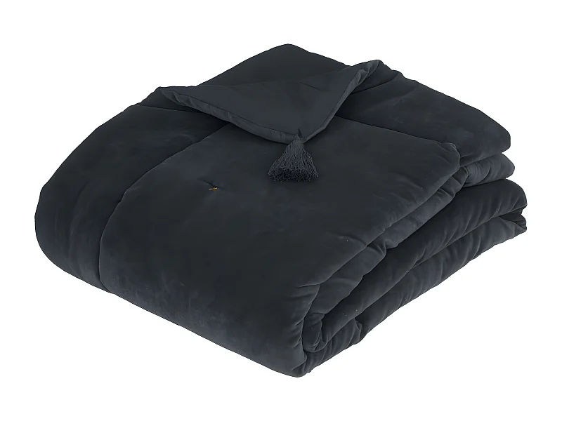 Édredon couverture en Coton velours Gris Foncé 70 x 180 cm