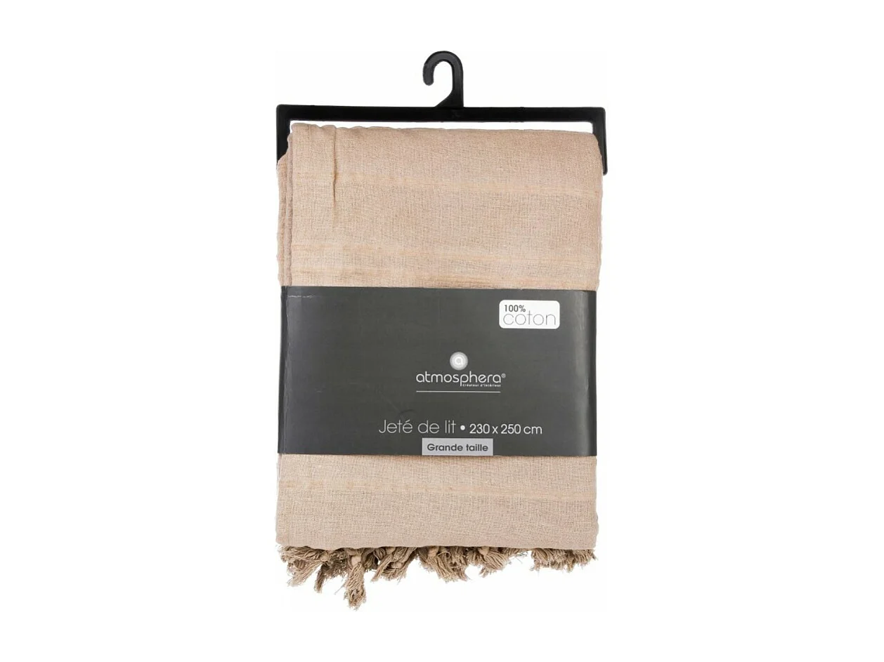 Jeté de lit en Coton Beige Lin 230 x 250 cm