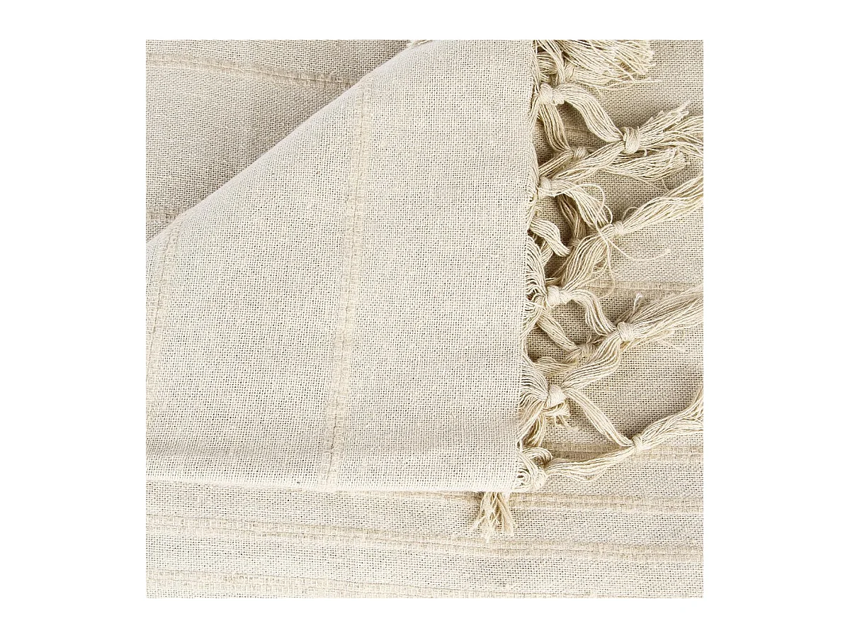 Jeté de lit en Coton Beige Lin 230 x 250 cm