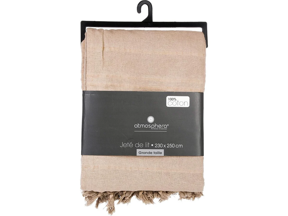 Jeté de lit en Coton Beige Lin 230 x 250 cm