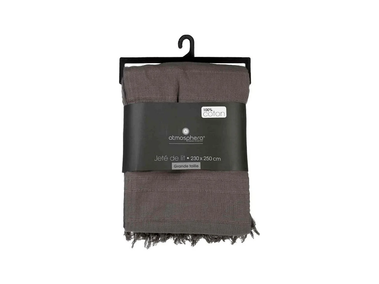 Jeté de lit en Coton Gris 230 x 250 cm
