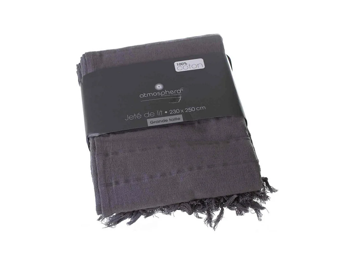 Jeté de lit en Coton Gris 230 x 250 cm