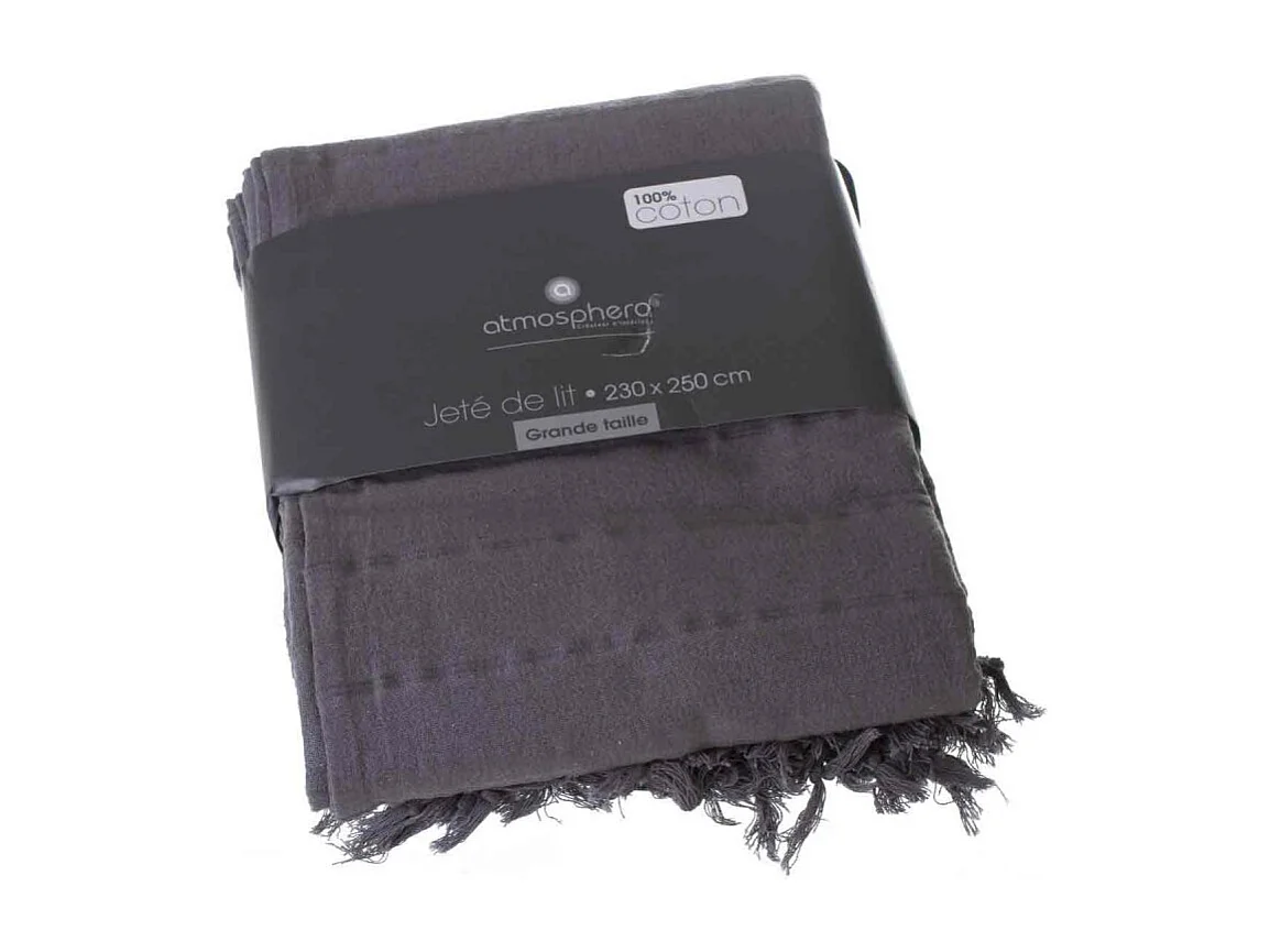 Jeté de lit en Coton Gris 230 x 250 cm