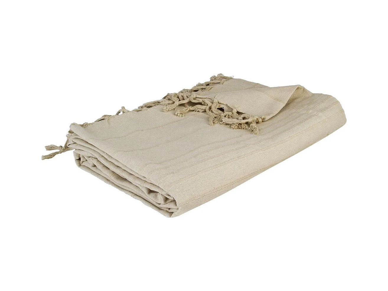 Jeté de lit en Coton Beige Lin 160 x 220 cm