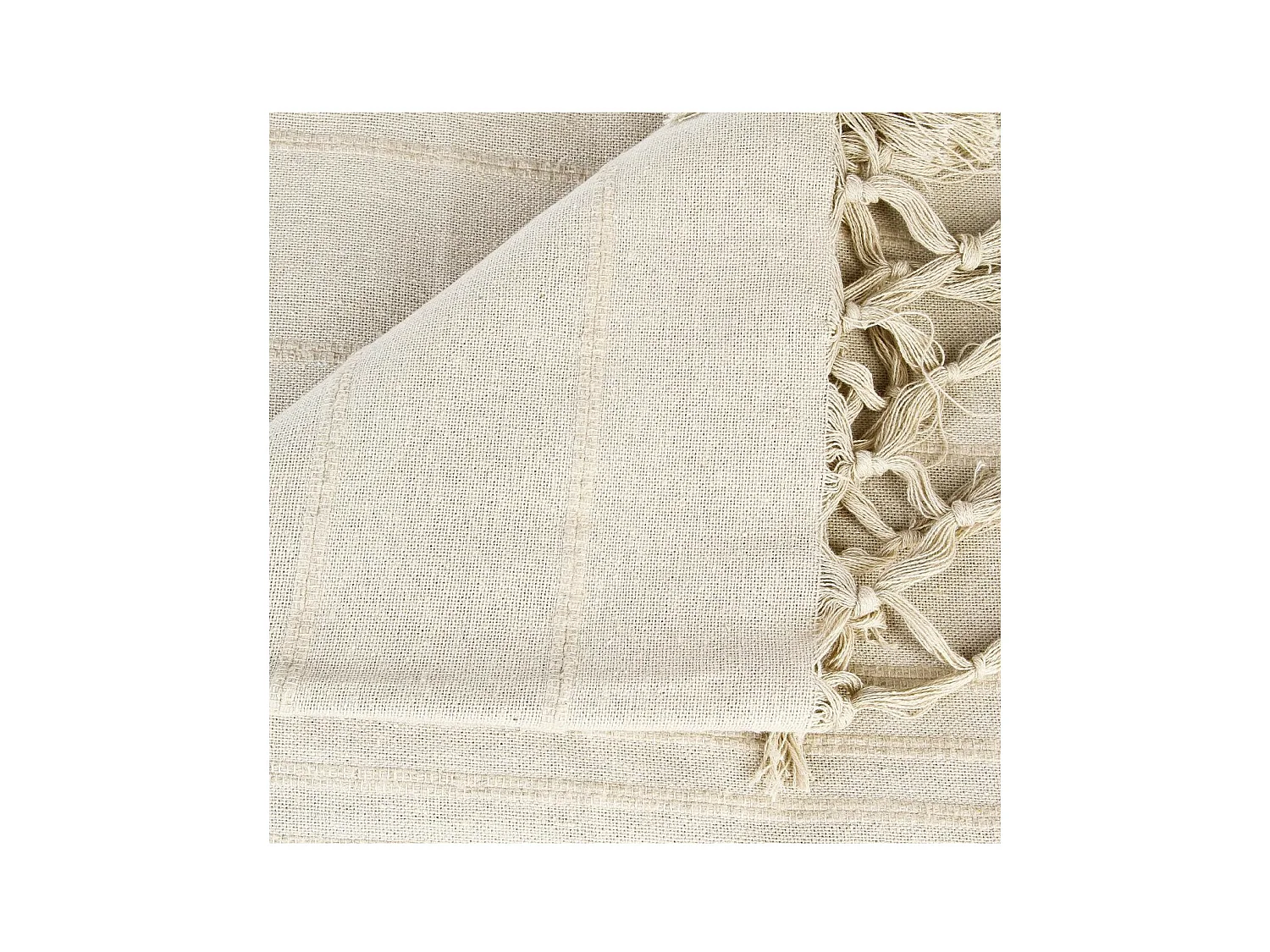 Jeté de lit en Coton Beige Lin 160 x 220 cm