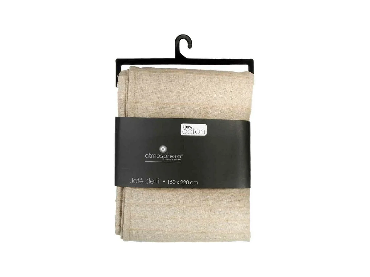 Jeté de lit en Coton Beige Lin 160 x 220 cm