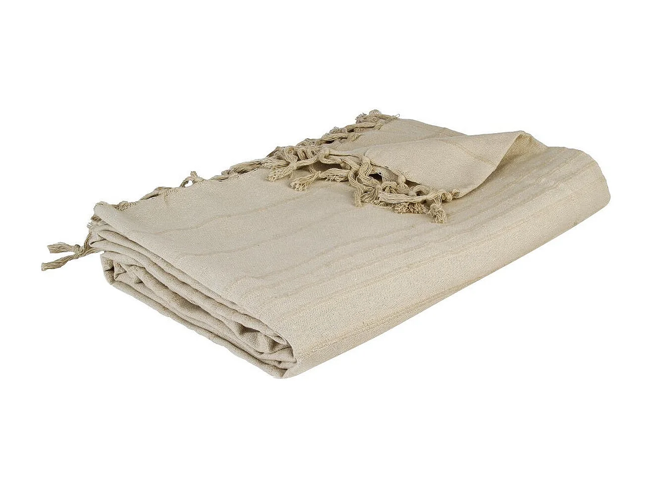 Jeté de lit en Coton Beige Lin 160 x 220 cm