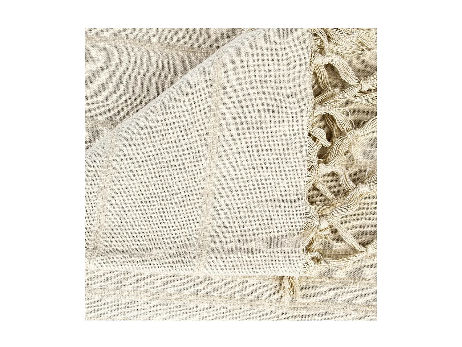 Jeté de lit en Coton Beige Lin 160 x 220 cm