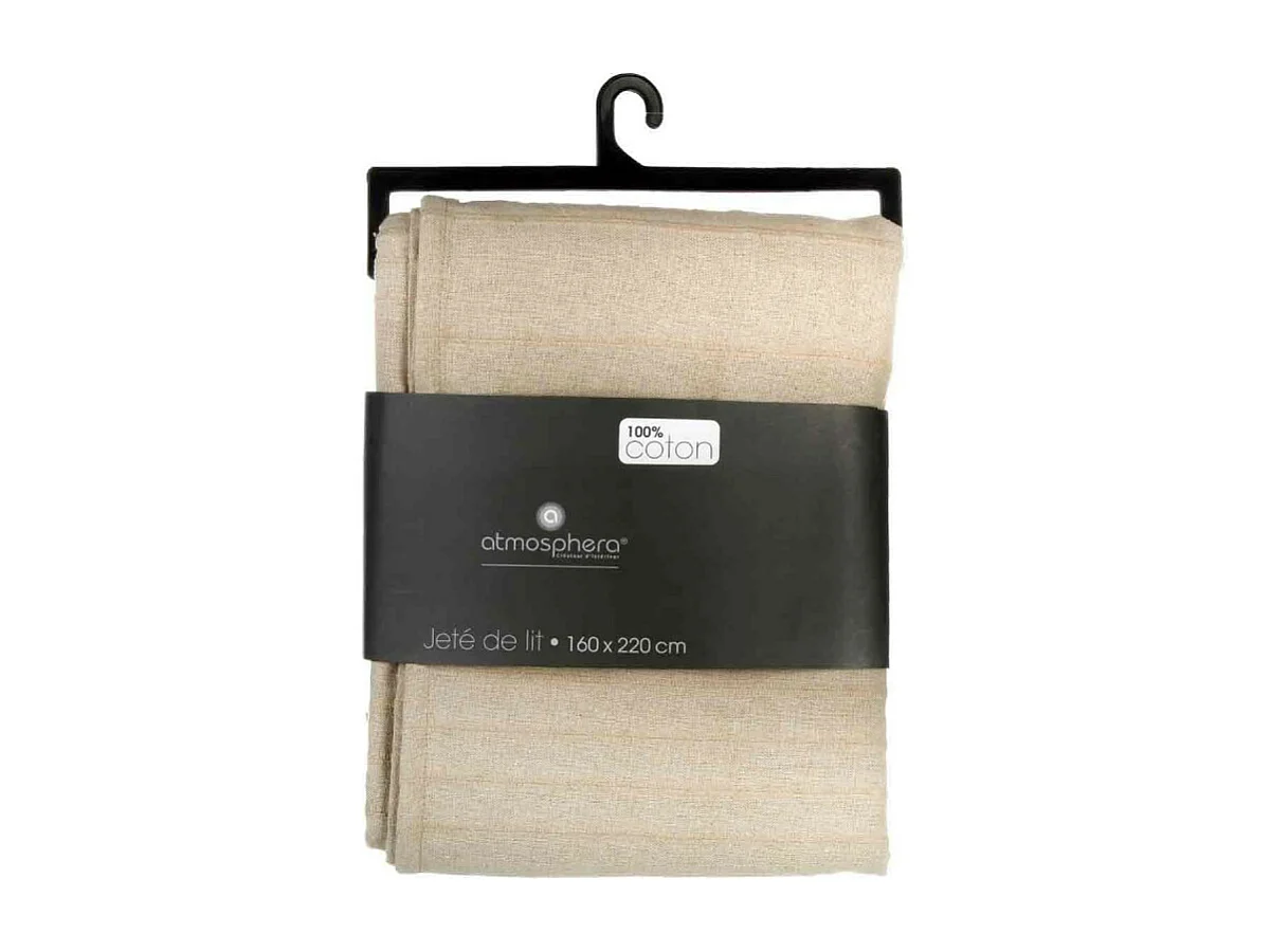 Jeté de lit en Coton Beige Lin 160 x 220 cm