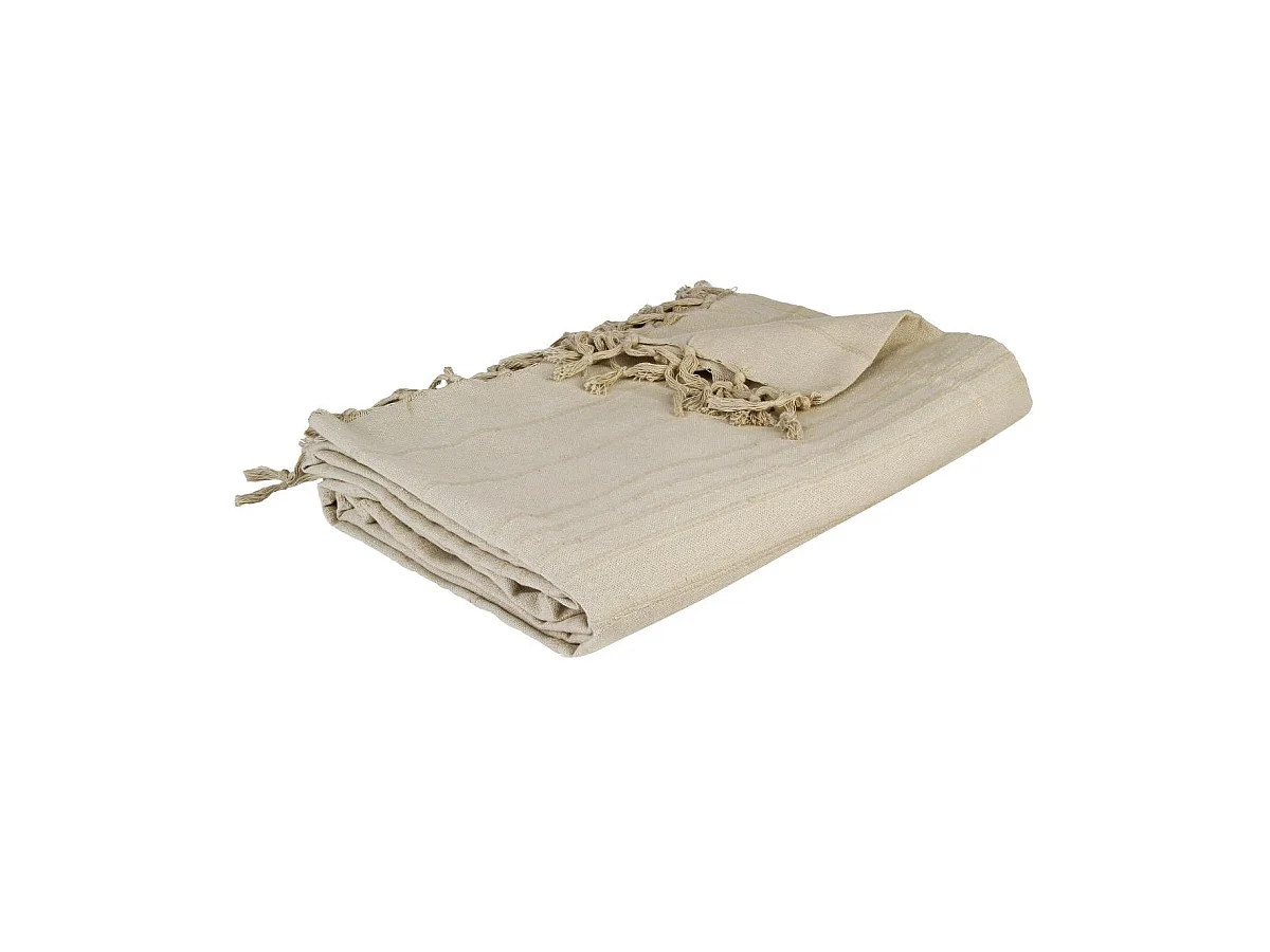 Jeté de lit en Coton Beige Lin 160 x 220 cm