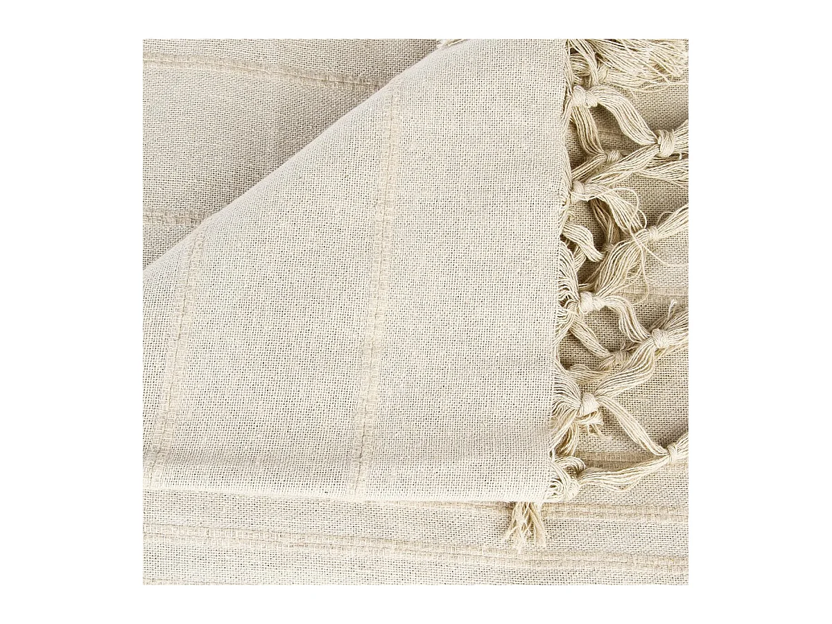 Jeté de lit en Coton Beige Lin 160 x 220 cm
