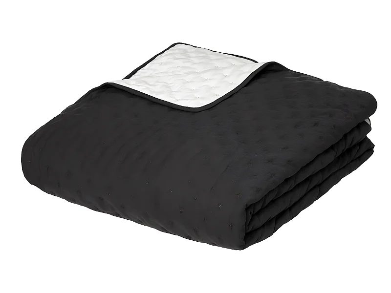 Dessus de Lit réversible Ivoire et Gris foncé 240 x 260 cm