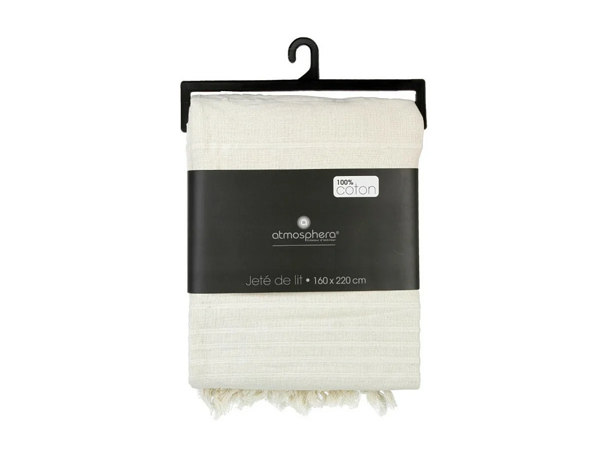 Jeté de lit en Coton Ivoire 160 x 220 cm