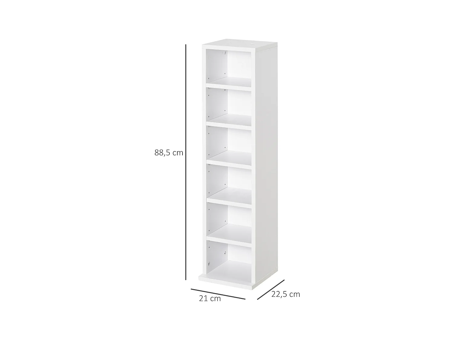 Lot de 2 étagères colonnes armoire de rangement CD 6 + 6 compartiments blanc dim. 21L x 22,5l x 88,5H cm