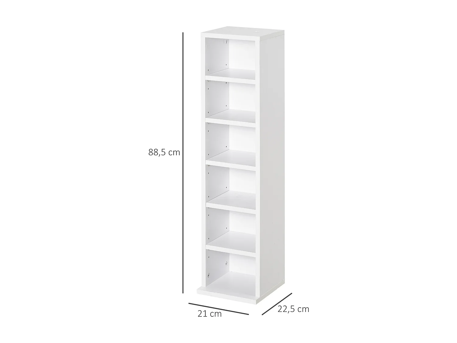 Lot de 2 étagères colonnes armoire de rangement CD 6 + 6 compartiments blanc dim. 21L x 22,5l x 88,5H cm