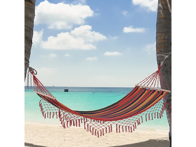 Hamac de voyage respirant portable toile de hamac dim. 2L x 1l m coton polyester multicolore