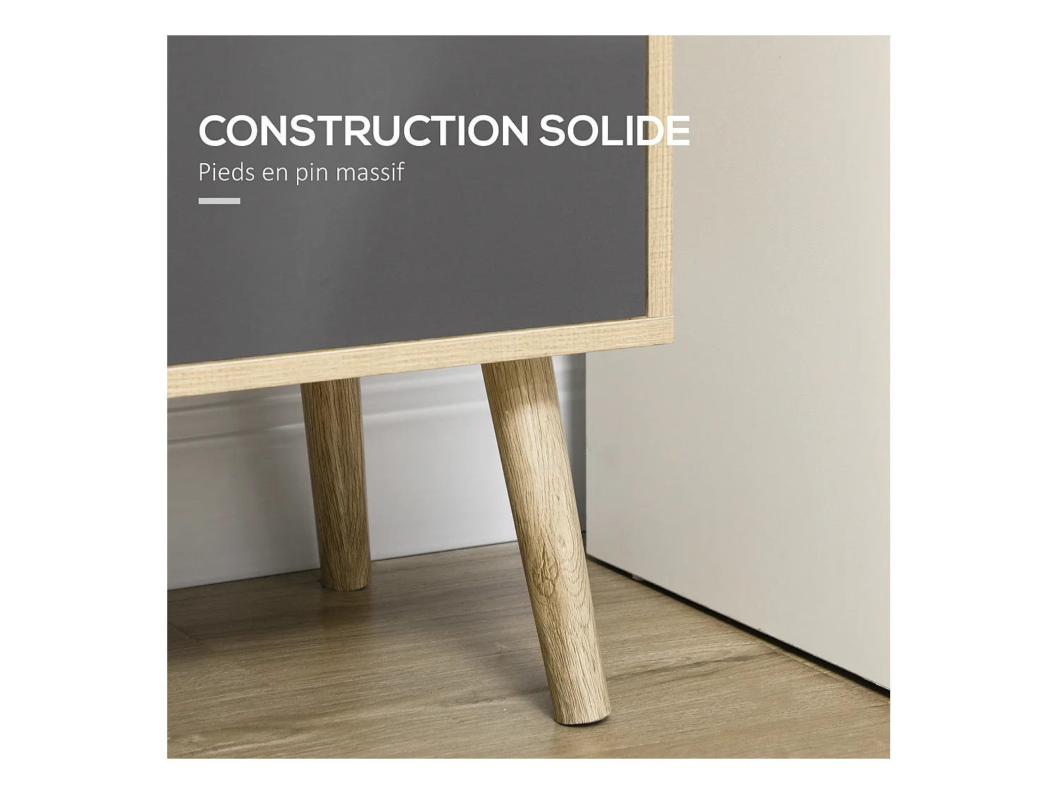 Bibliothèque design - 2 portes, 6 niches - dim. 80L x 35l x 180H cm - aspect chêne clair gris