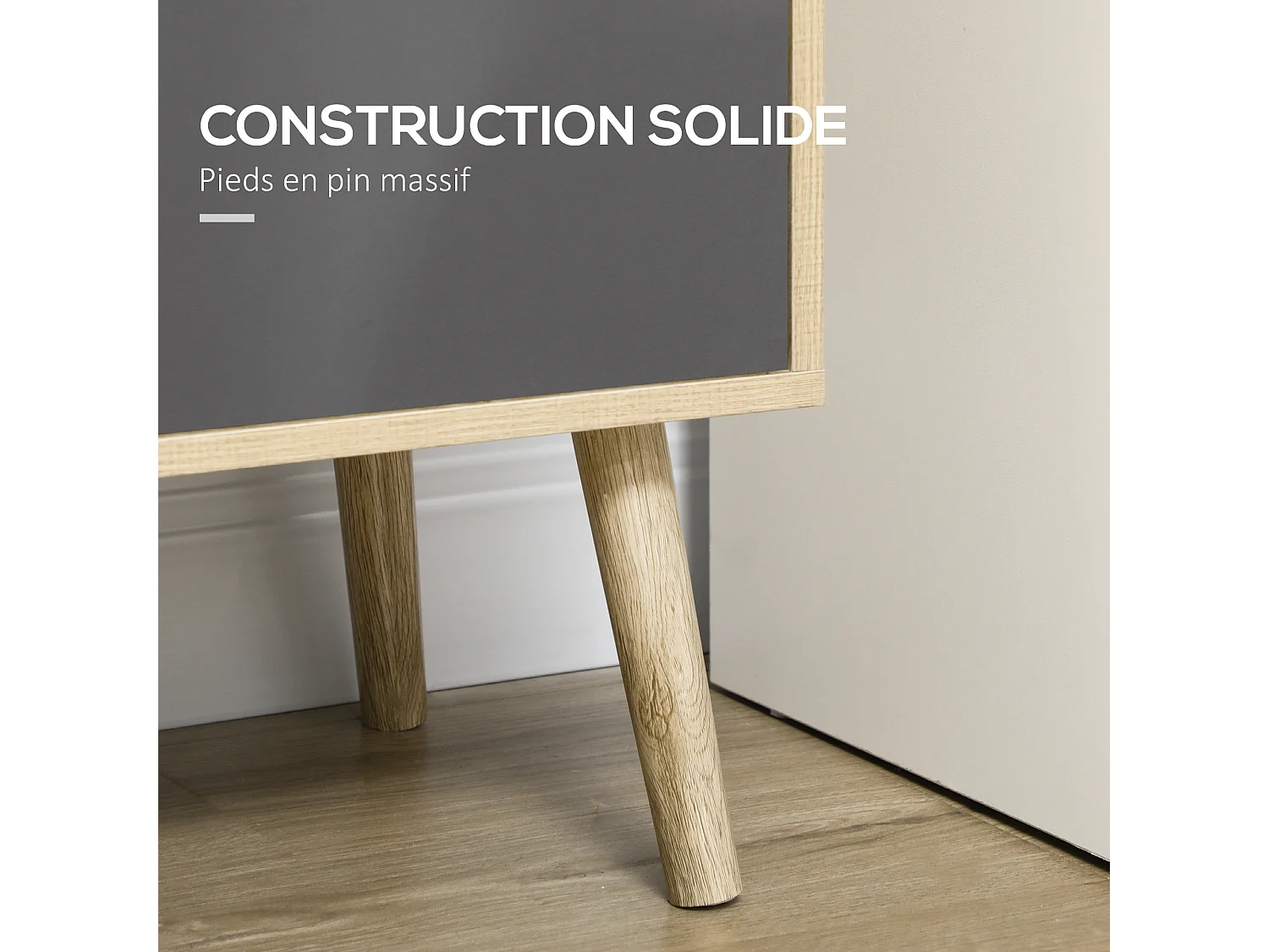 Bibliothèque design - 2 portes, 6 niches - dim. 80L x 35l x 180H cm - aspect chêne clair gris