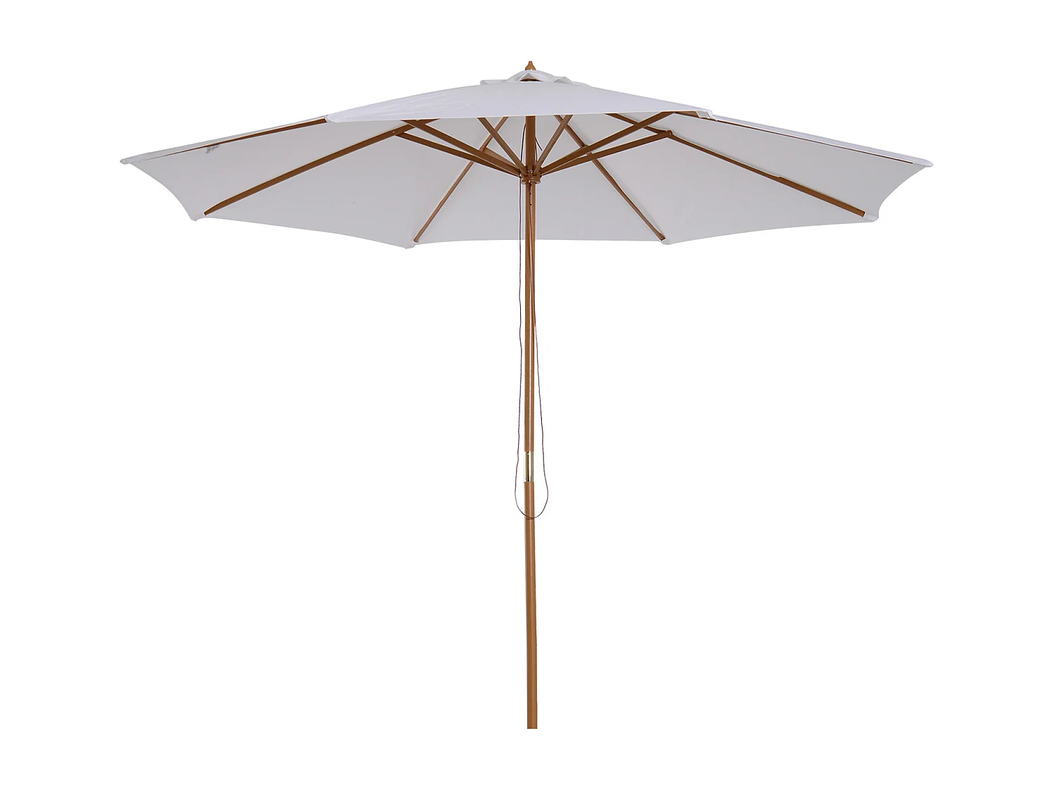 Parasol droit en bois polyester haute densité protection solaire Ø 3 x 2,5 m crème
