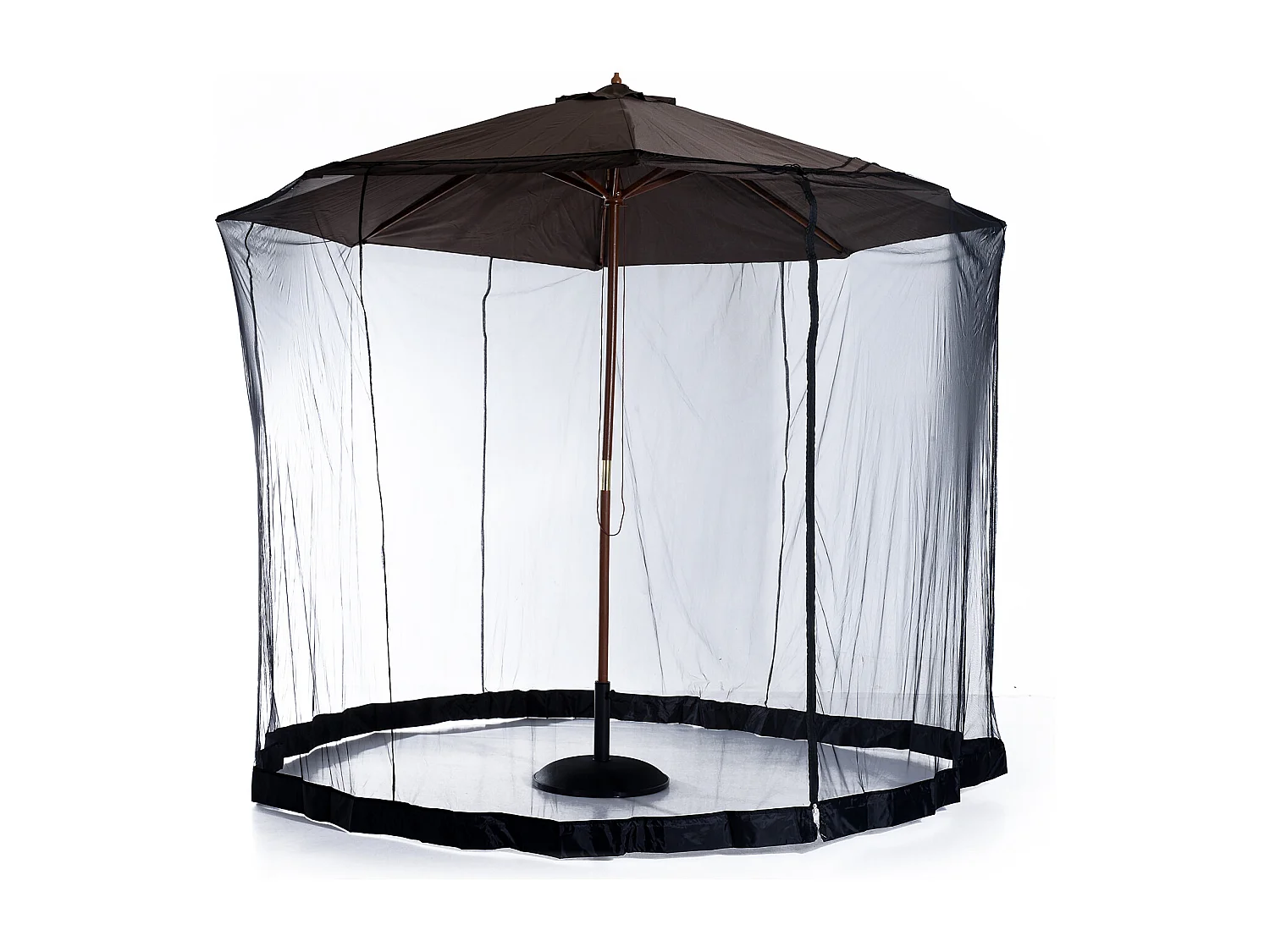 Moustiquaire cylindrique pour parasol 3 m diamètre avec fermeture éclair et lestage noir