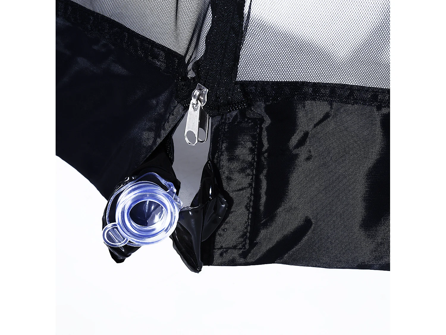 Moustiquaire cylindrique pour parasol 3 m diamètre avec fermeture éclair et lestage noir