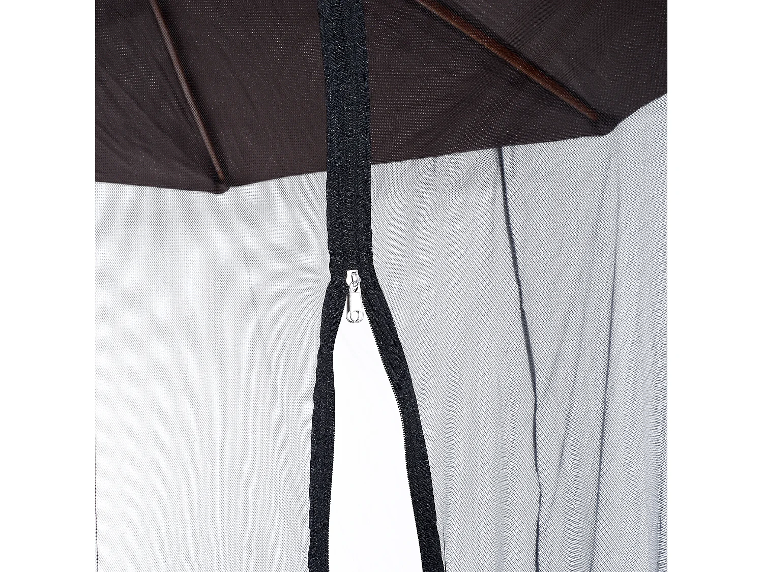 Moustiquaire cylindrique pour parasol 3 m diamètre avec fermeture éclair et lestage noir