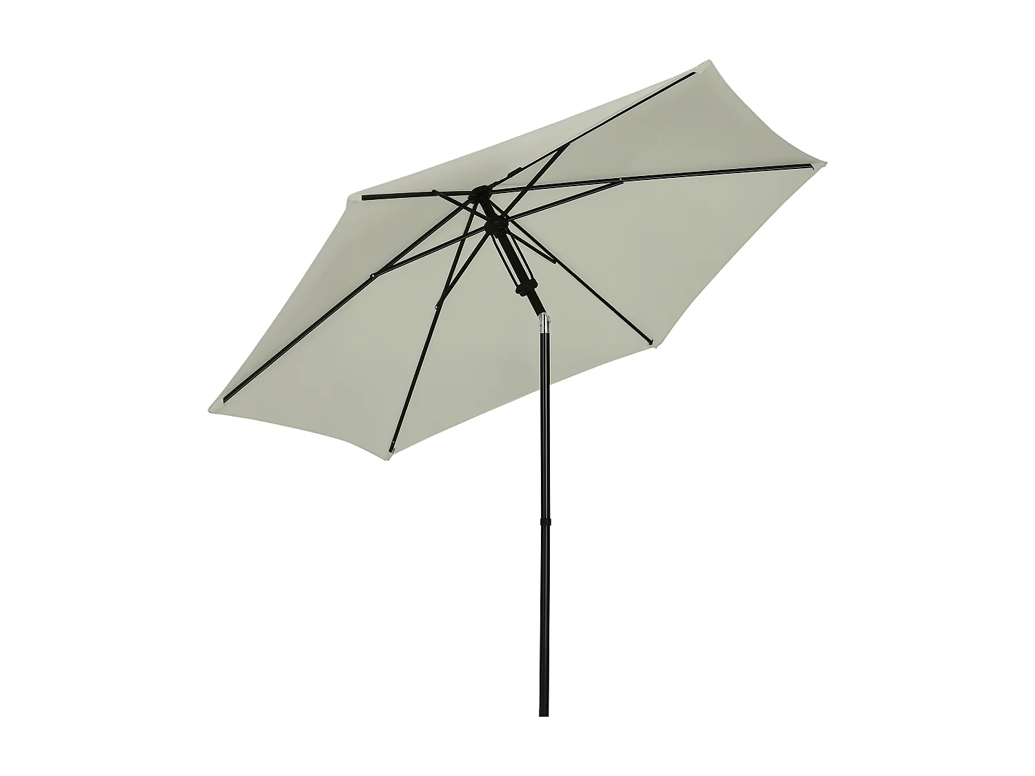 Parasol inclinable octogonal  Ø 2,65 x 2,35H m métal époxy noir polyester haute densité 180 g/m² gris clair