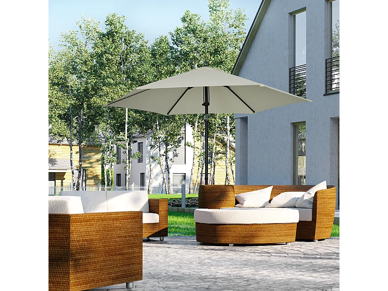 Parasol inclinable octogonal  Ø 2,65 x 2,35H m métal époxy noir polyester haute densité 180 g/m² gris clair