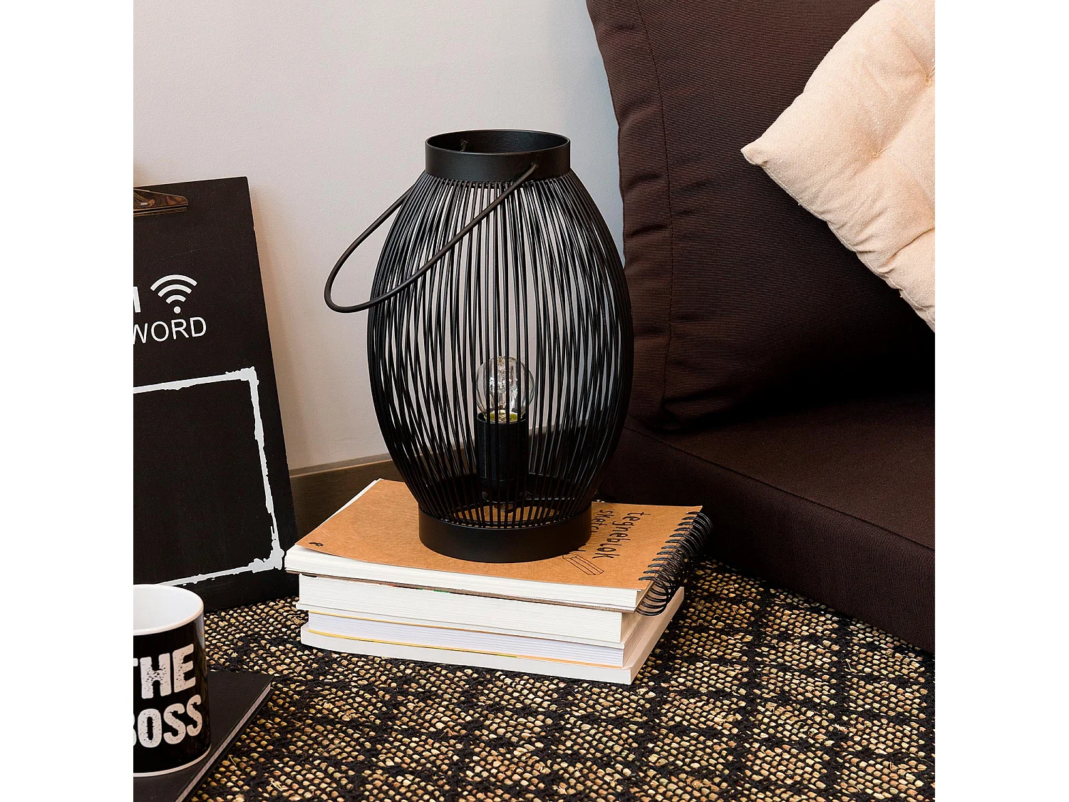 Lámpara de Mesa Shun Negro 18x18x28,5cm 7hSevenOn Deco