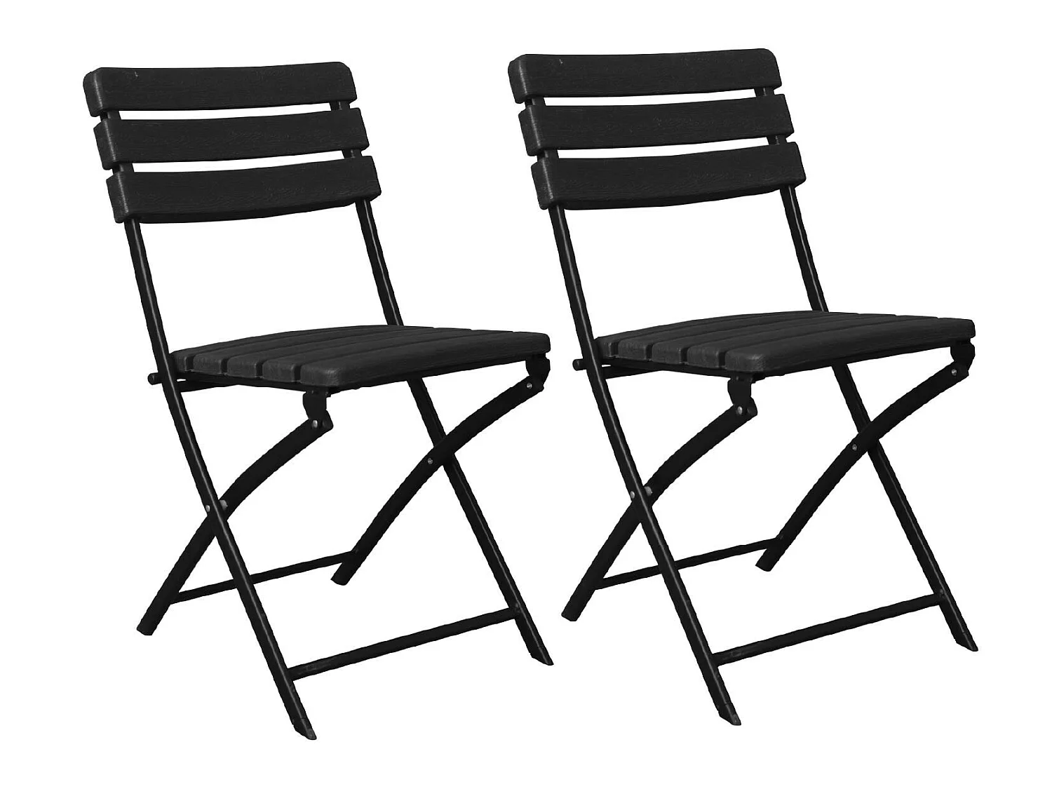 Pack 2 Sillas Plegables Efecto Madera Negro 55x46x81cm 7house