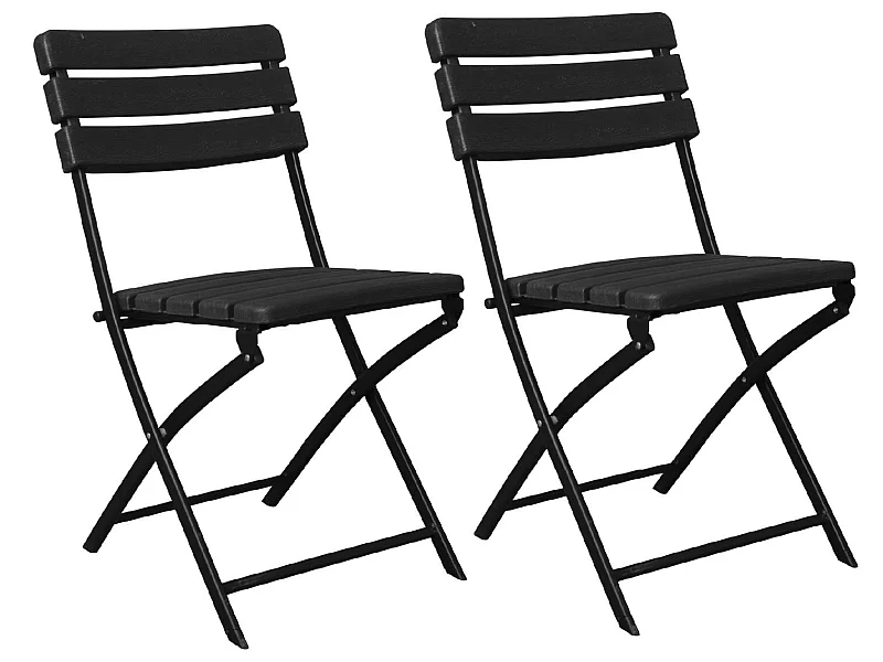 Lot de 2 chaises pliantes en bois noir 55x46x81cm 7house