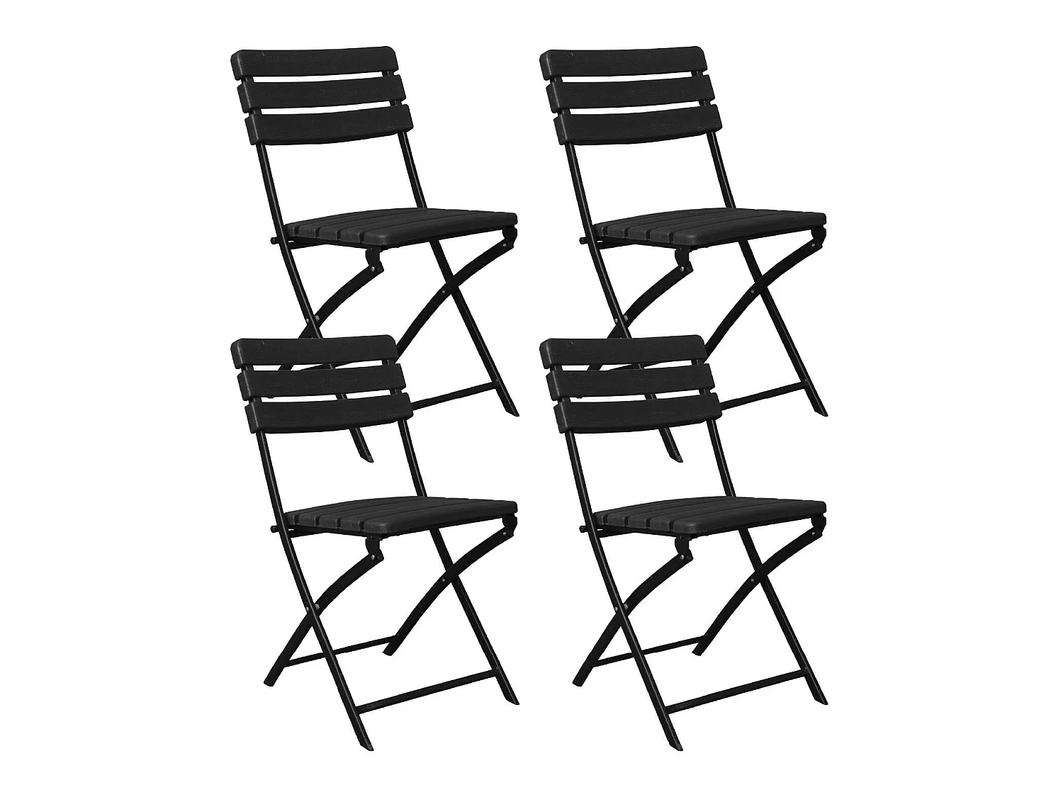 Pack 4 Sillas Plegables Efecto Madera Negro 55x46x81cm 7house