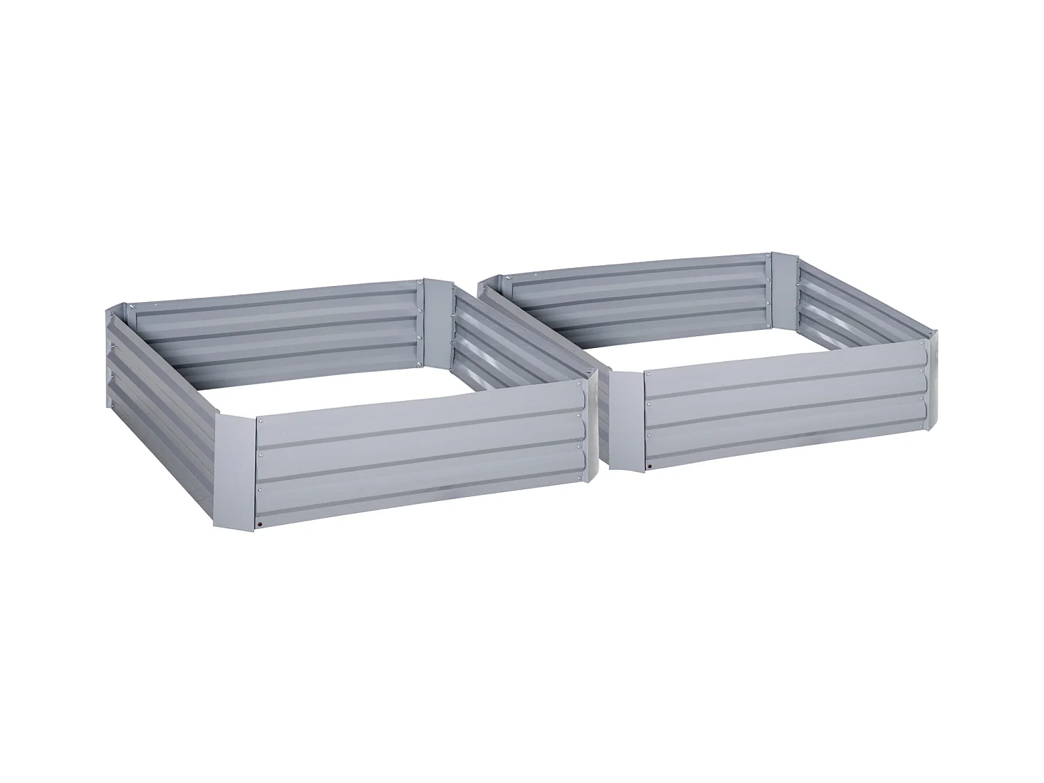 Lot de 2 carrés potager de jardin dim. 100L x 100l x 30H cm tôle d'acier ondulée gris