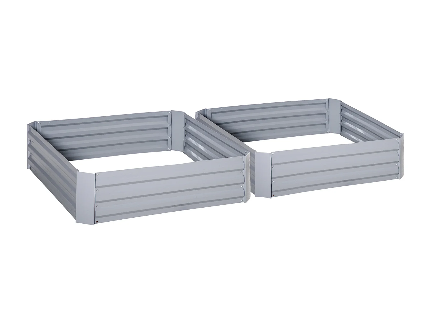 Lot de 2 carrés potager de jardin dim. 100L x 100l x 30H cm tôle d'acier ondulée gris