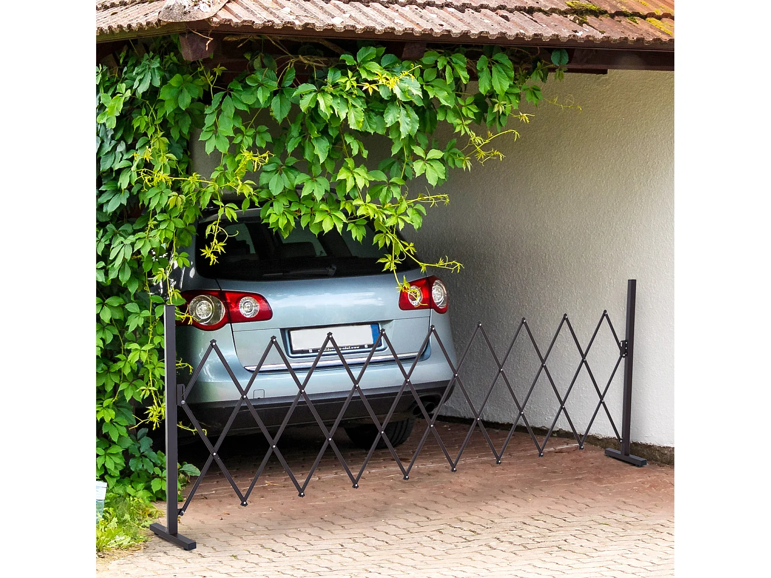 Barrière extensible rétractable barrière de sécurité 250L x 31l x 104H cm alu métal chocolat