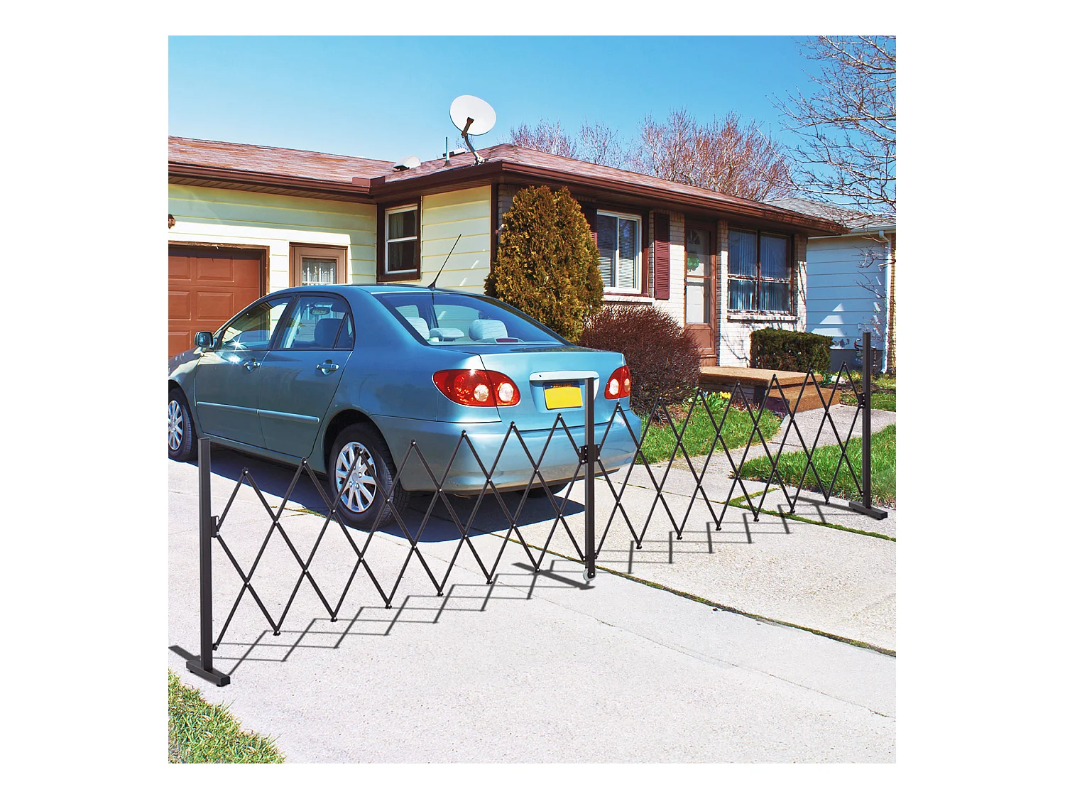 Barrière extensible rétractable barrière de sécurité avec roulette 405L x 31l x 104H cm alu métal chocolat