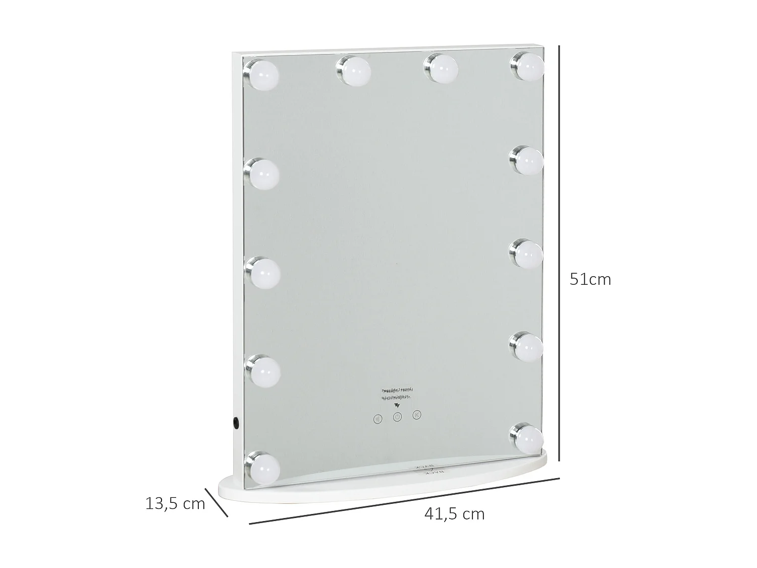 Miroir maquillage Hollywood lumineux LED intensité réglable pour coiffeuse dim. 41L x 13P x 51H