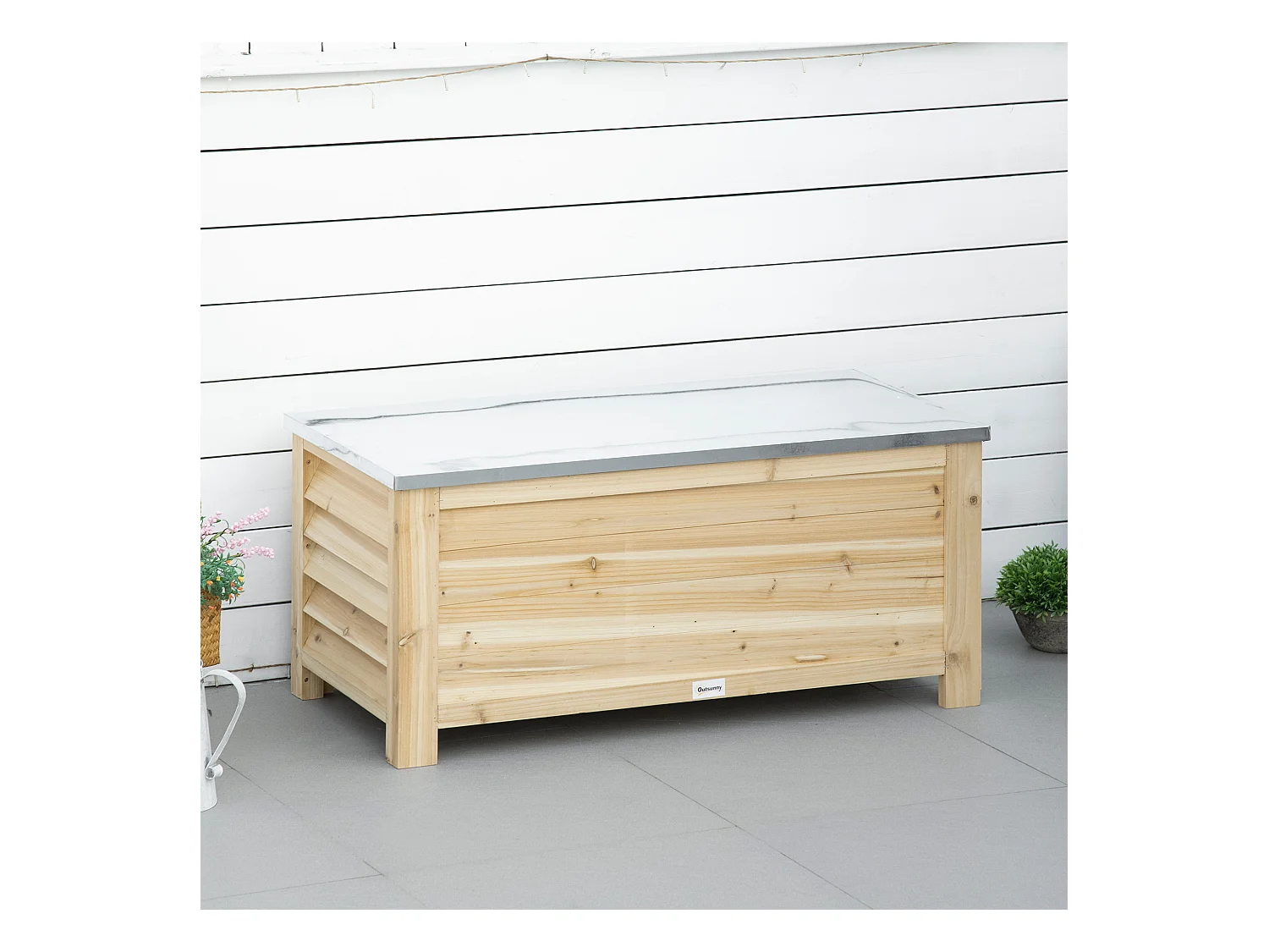 Banc coffre de jardin 2 en 1 - dim. 110L x 50l x 50H cm - charge max. 120 Kg - bois sapin pré-huilé acier galvanisé