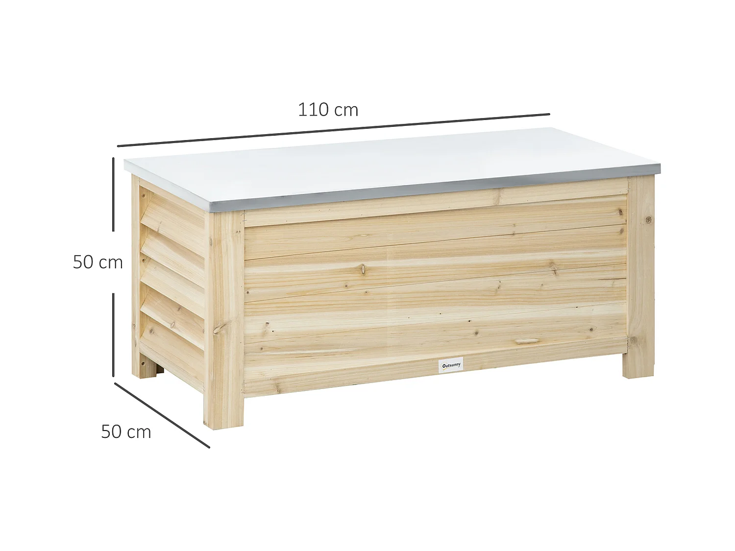 Banc coffre de jardin 2 en 1 - dim. 110L x 50l x 50H cm - charge max. 120 Kg - bois sapin pré-huilé acier galvanisé
