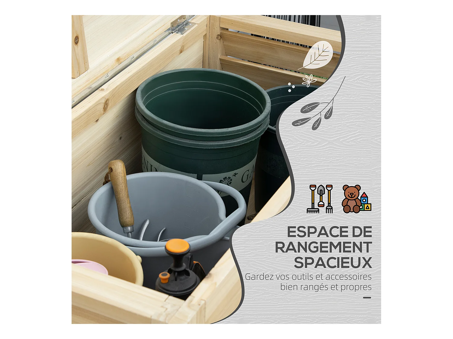 Banc coffre de jardin 2 en 1 - dim. 110L x 50l x 50H cm - charge max. 120 Kg - bois sapin pré-huilé acier galvanisé