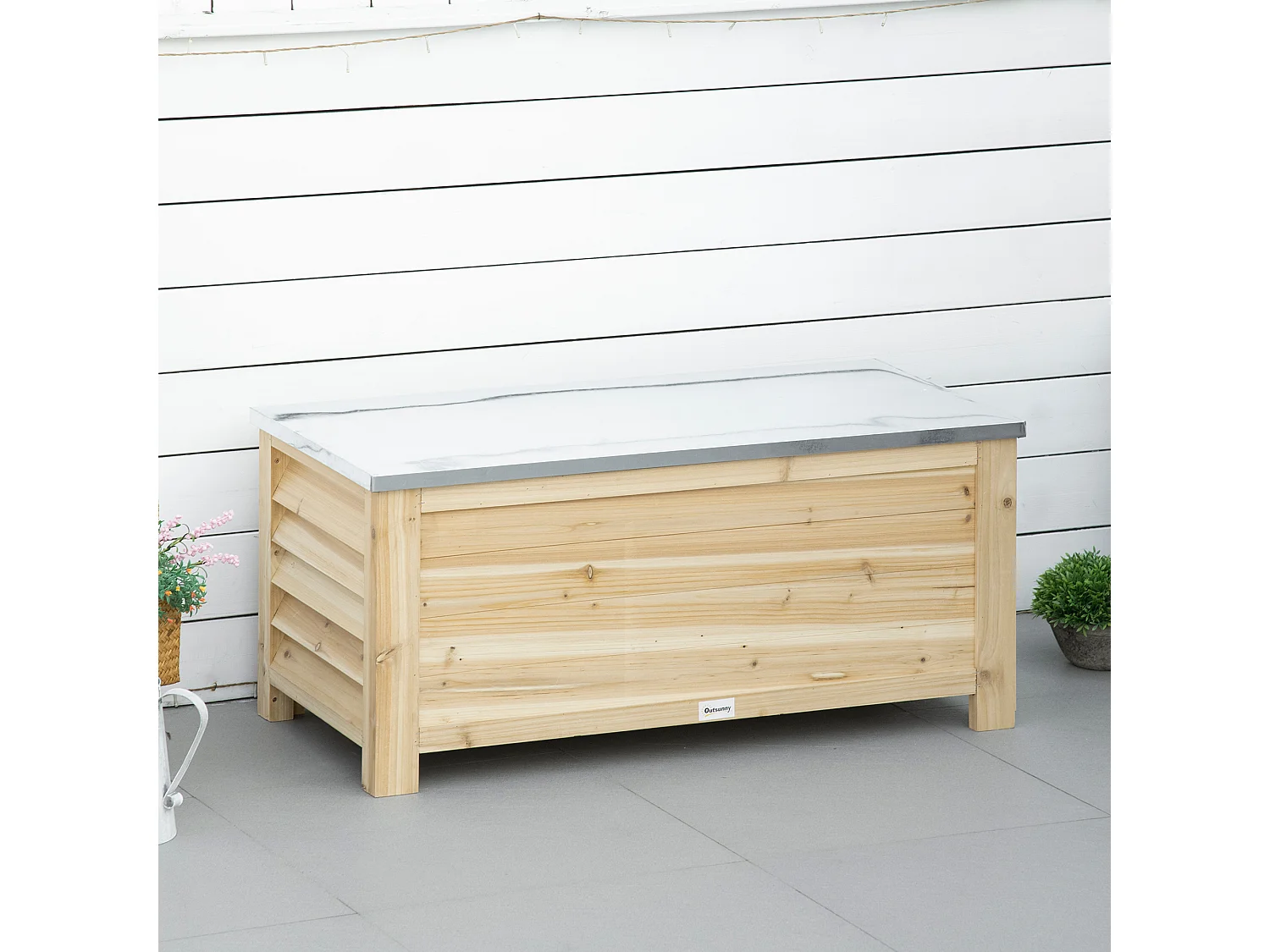 Banc coffre de jardin 2 en 1 - dim. 110L x 50l x 50H cm - charge max. 120 Kg - bois sapin pré-huilé acier galvanisé