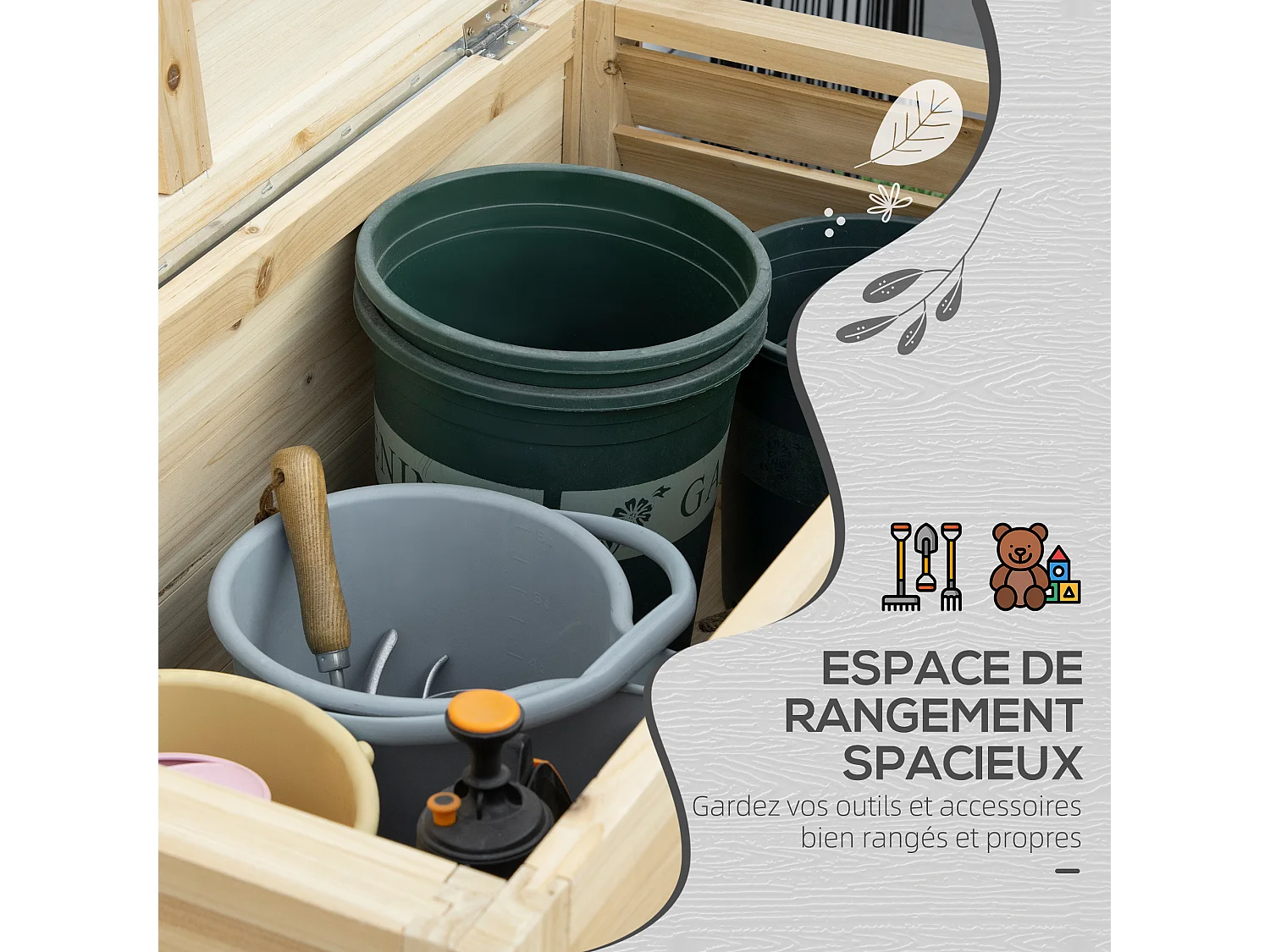 Banc coffre de jardin 2 en 1 - dim. 110L x 50l x 50H cm - charge max. 120 Kg - bois sapin pré-huilé acier galvanisé