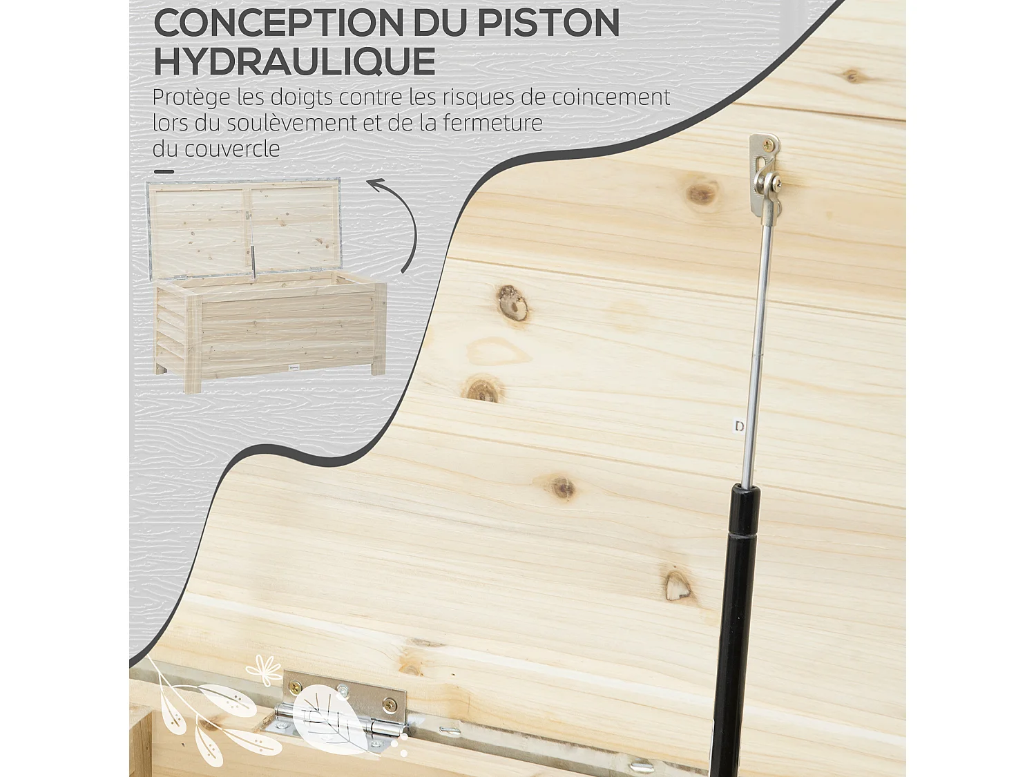 Banc coffre de jardin 2 en 1 - dim. 110L x 50l x 50H cm - charge max. 120 Kg - bois sapin pré-huilé acier galvanisé