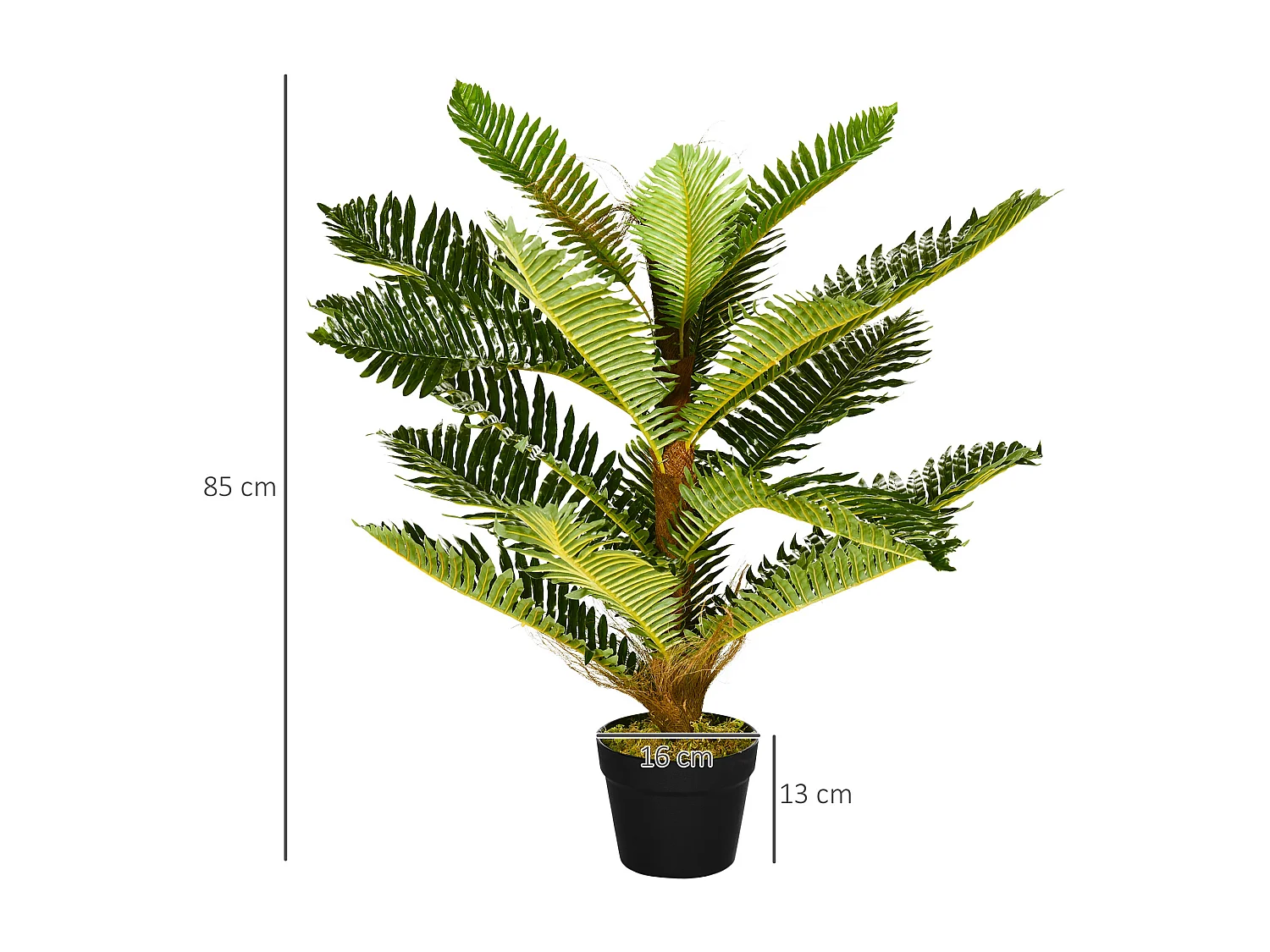 Palmier artificiel H.0,85 m arbre artificiel tronc branches lichen feuilles grand réalisme pot inclus