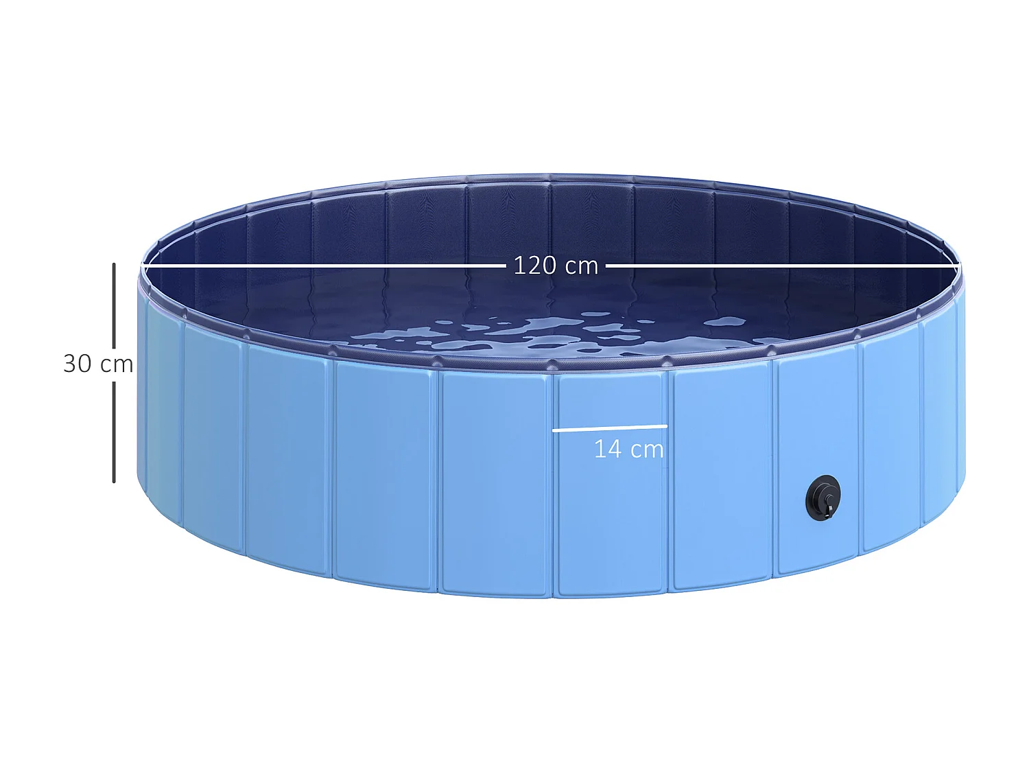 Piscine pour chiens bassin pliable bouchon vidange fond antidérapant diamètre 1,20 m bleu