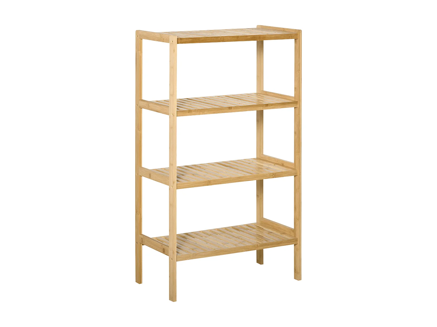 Etagère de rangement 4 niveaux sur pied - étagères à lattes - dim. 62L x 33l x 112H cm - bois de bambou