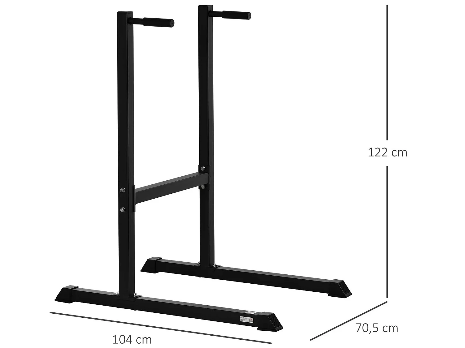 Station à dips musculation fitness poignées ergonomiques et pieds antidérapants acier 104 x 70,5 x 122 cm noir