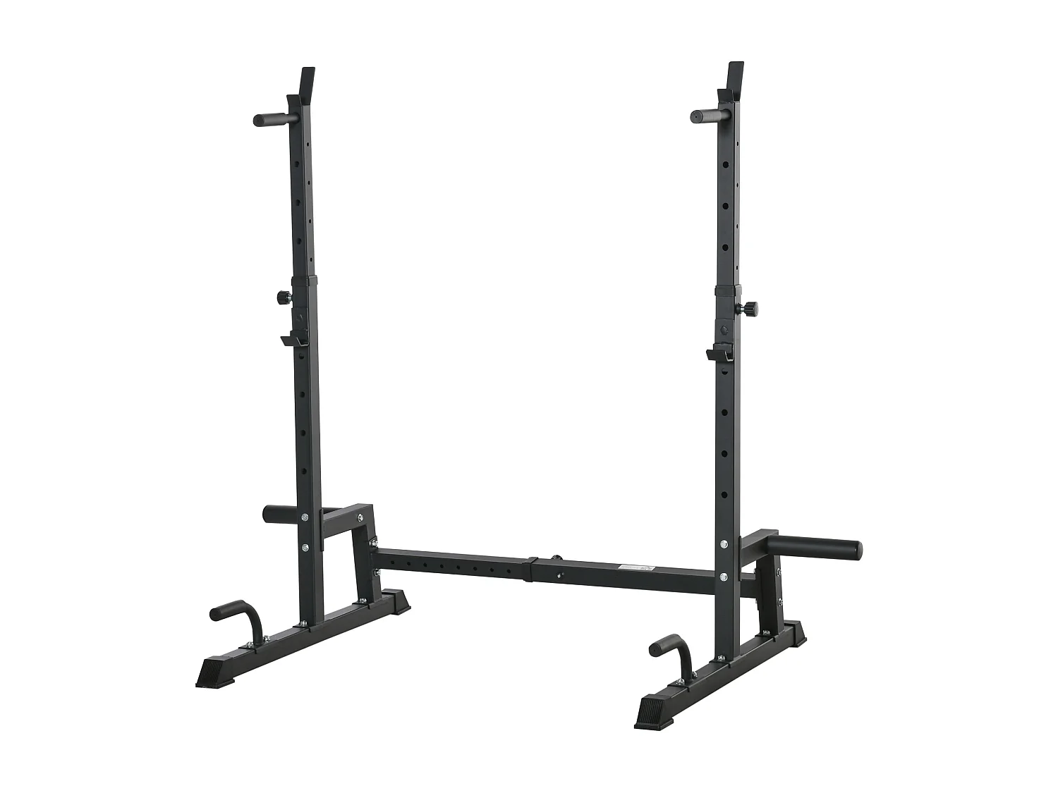 Gravity squat rack - support pour haltères longs - hauteur et longueur réglable - charge max. 150 Kg - acier renforcé noir