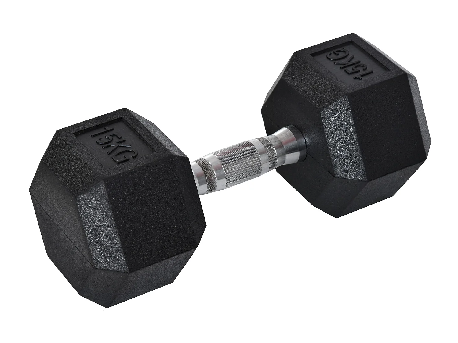Haltère courte poids 15 Kg - entraînement musculaire & haltérophilie - acier caoutchouc noir